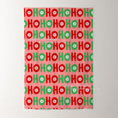 Lofaris Ho Red And Green Text Christmas Photography Backdrop