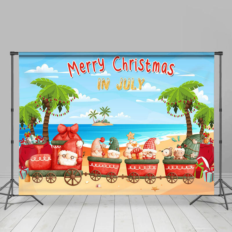 Holiday Island Blue Sky Beach Christmas In July Backdrop - Lofaris