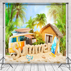 Lofaris Holiday RV Beach Log Cabin Tree Backdrop For Summer