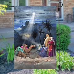 Lofaris Holy Light Camel Person Paint Christmas Garden Flag