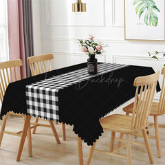 Lofaris Home Modern Black White Gingham Rectangle Tablecloth