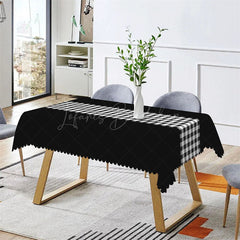 Lofaris Home Modern Black White Gingham Rectangle Tablecloth