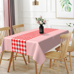 Lofaris Home Modern Red Pink Checkered Rectangle Tablecloth