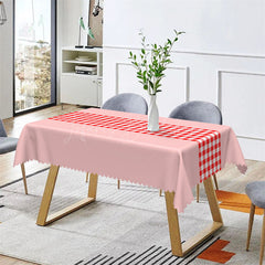 Lofaris Home Modern Red Pink Checkered Rectangle Tablecloth