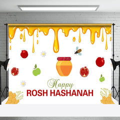 Lofaris Honey Bee Pomegranate Happy Rosh Hashanah Backdrop