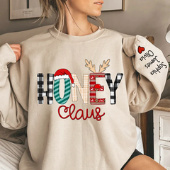 Lofaris Honey Claus Christmas Pattern Custom Name Sweatshirt