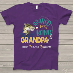 Lofaris Hooked on Being Grandpa Kids Fathers Day T - Shirt