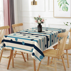 Lofaris Horizontal Stripe Blue Black Polka Dots Tablecloth