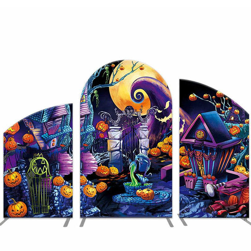 Lofaris Horrible Pumpkin Moon Halloween Party Arch Backdrop Kit