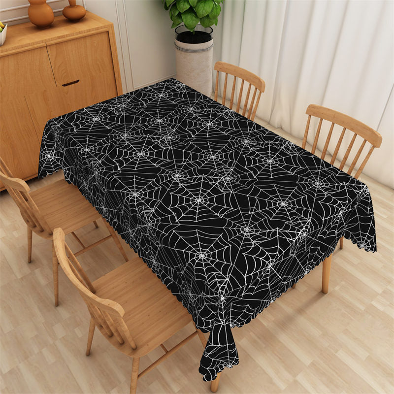 Lofaris Horrific Black Spider Web Halloween Party Tablecloth