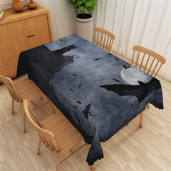 Lofaris Horrific Dim Dark Moon Bats Halloween Tablecloth