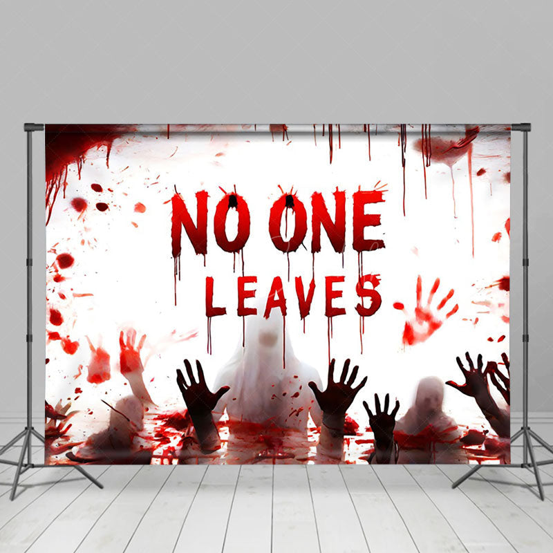 Lofaris Horror Bloody Handprint No One Leaves Halloween Backdrop