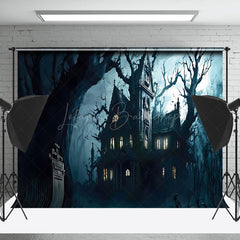 Lofaris Horror Castle Misty Forest Halloween Backdrop