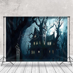 Lofaris Horror Castle Misty Forest Halloween Backdrop