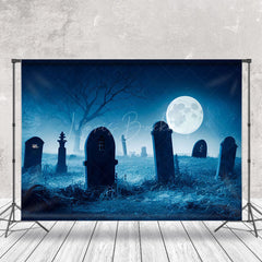 Lofaris Horror Cemetery Night Moon Halloween Photo Backdrop