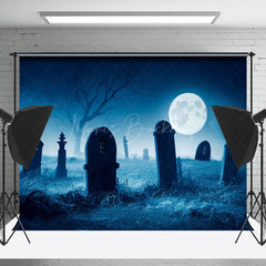 Lofaris Horror Cemetery Night Moon Halloween Photo Backdrop