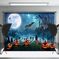 Lofaris Horror Night Bat Castle Pumpkin Halloween Backdrop