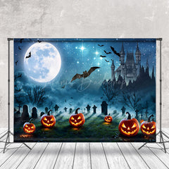 Lofaris Horror Night Bat Castle Pumpkin Halloween Backdrop