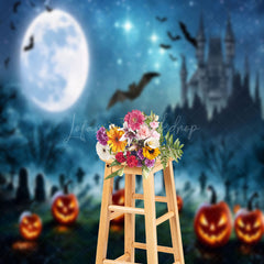 Lofaris Horror Night Bat Castle Pumpkin Halloween Backdrop