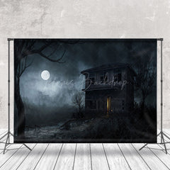 Lofaris Horror Old Wooden House In Moonlight Halloween Backdrop