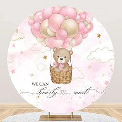 Lofaris Hot Air Balloon Pink Star Round Baby Shower Backdrop