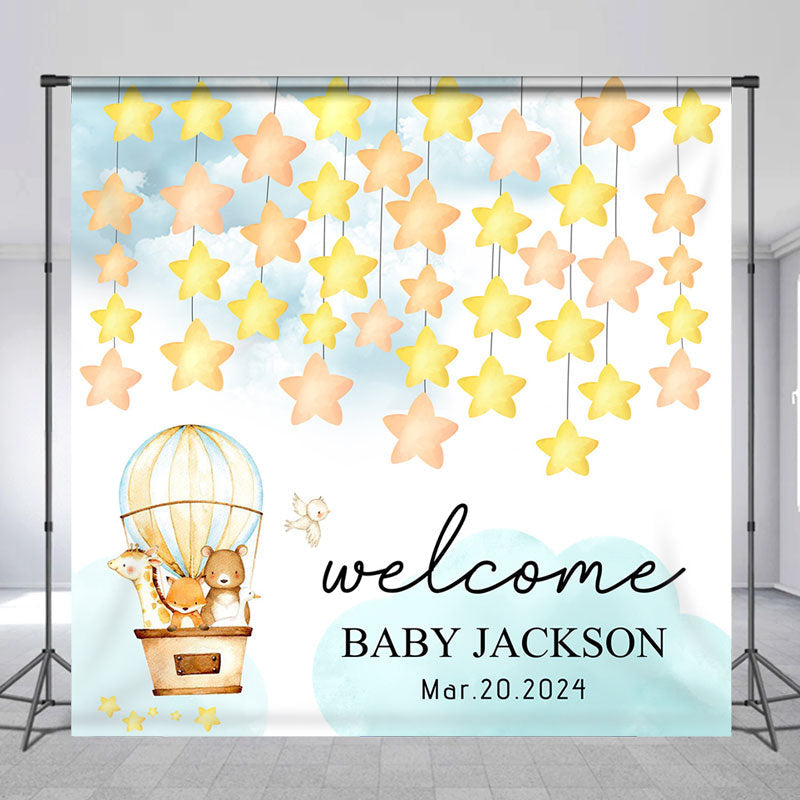 Lofaris Hot Air Balloon Star Custom Baby Shower Backdrop