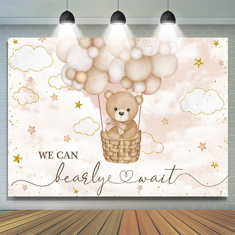 Lofaris Hot Air We Can Bearly Wait Baby Shower Backdrop