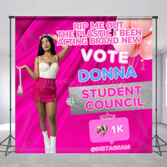 Lofaris hot pink custom photo student council vote backdrop