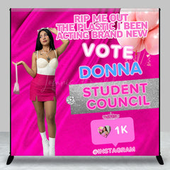 Lofaris hot pink custom photo student council vote backdrop