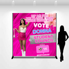 Lofaris hot pink custom photo student council vote backdrop