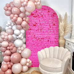 Lofaris Hot Pink Retro Brick Wall Arch Backdrop For Birthday