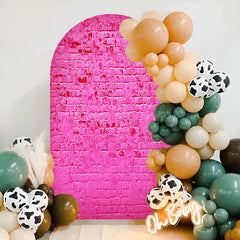 Lofaris Hot Pink Retro Brick Wall Arch Backdrop For Birthday