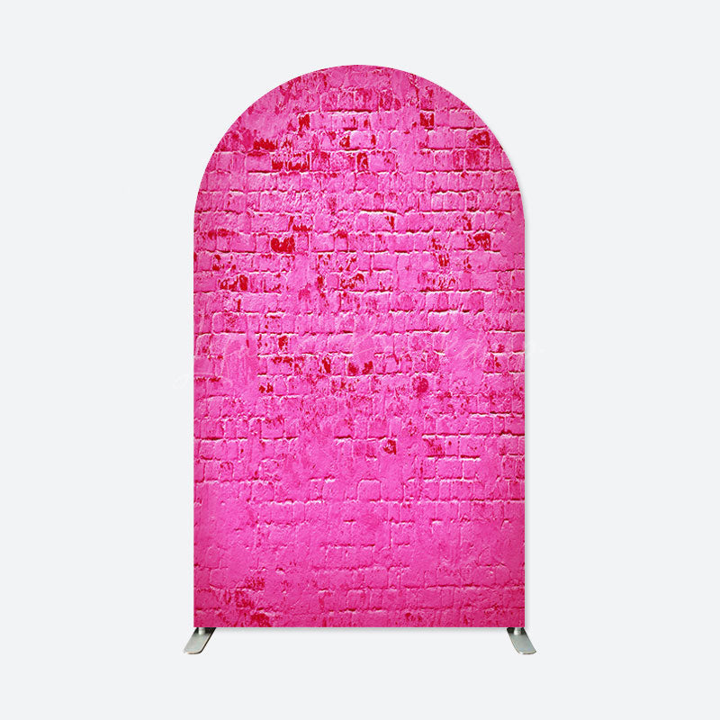 Lofaris Hot Pink Retro Brick Wall Arch Backdrop For Birthday