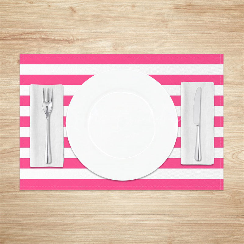 Lofaris Hot Pink White Horizontal Stripe Set Of 4 Placemats