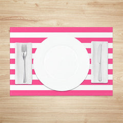 Lofaris Hot Pink White Horizontal Stripe Set Of 4 Placemats