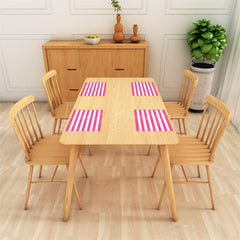 Lofaris Hot Pink White Horizontal Stripe Set Of 4 Placemats