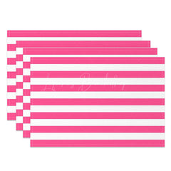 Lofaris Hot Pink White Horizontal Stripe Set Of 4 Placemats