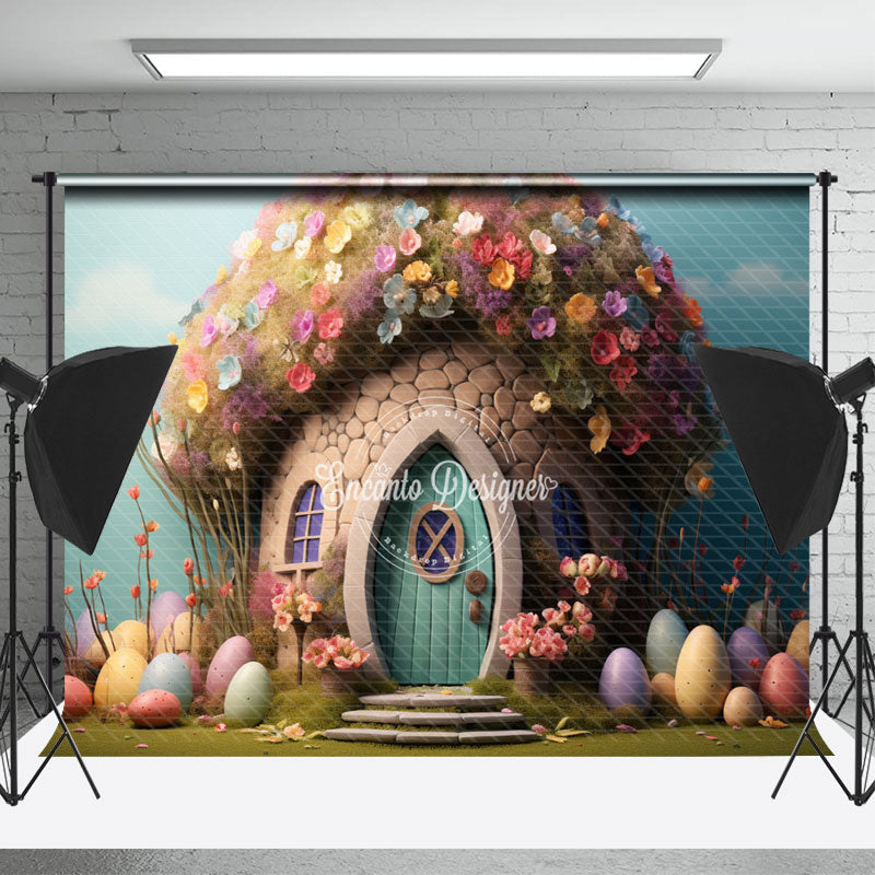 Lofaris House Floral Eggs Easter Backdrop For Photograph