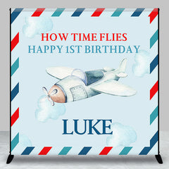 Lofaris How Time Flies Airplane 1st Custom Birthday Backdrop