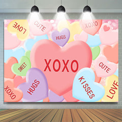 Lofaris Hugs Kisses Colored Heart Valentines Day Backdrop