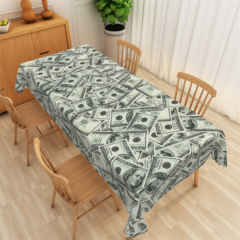 Lofaris Hundred Dollar Bills Money Rectangle Tablecloth