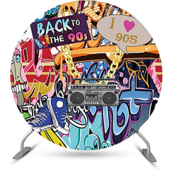 Lofaris I Love 90s Exaggerated Graffiti Disco Round Backdrop