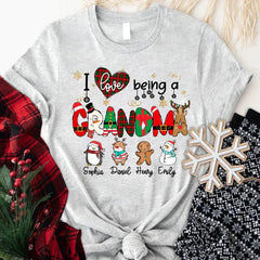 Lofaris I love Being A Grandma Christmas Custom T-Shirt