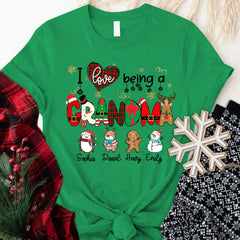 Lofaris I love Being A Grandma Christmas Custom T-Shirt