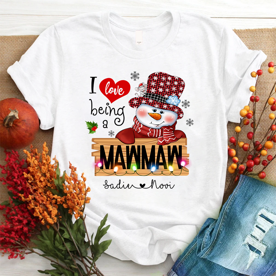 Lofaris I Love Being A Mawmaw Snowman Christmas T-Shirt