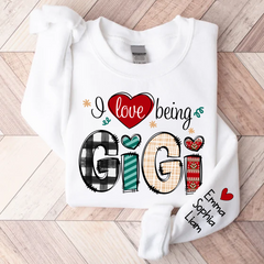 Lofaris I Love Being Gigi Grandma Kid Custom Gift Sweatshirt