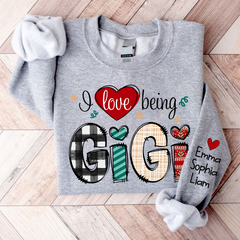 Lofaris I Love Being Gigi Grandma Kid Custom Gift Sweatshirt