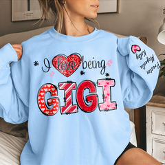 Lofaris I Love Being Gigi Heart With Grandkids Sweatshirt Gifts For Grandma