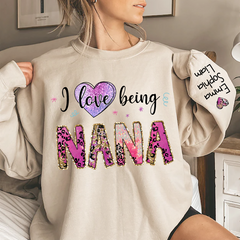 Lofaris I Love Being Nana Pink Leopard Custom Sweatshirt