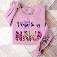 Lofaris I Love Being Nana Pink Leopard Custom Sweatshirt